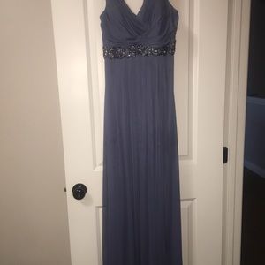 Cachet evening gown from David’s bridal-periwinkle